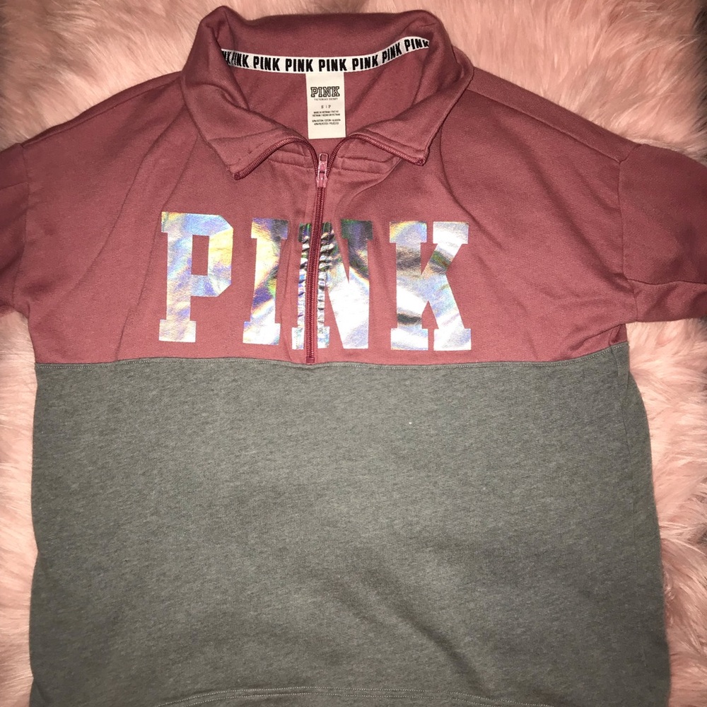 Pink and gray PINK quarter zip